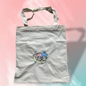 Little twin stars embroidered 6oz tote bag